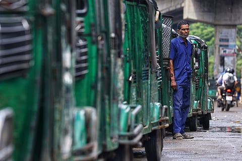 CNG driven auto rickshaws made a long line at a pump amid the gas crisis