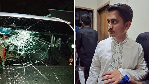 Collage shows aftermath of attack on an NCP convoy allegedly by local leaders and activists of BNP in Habiganj on 28 July, 2026. 