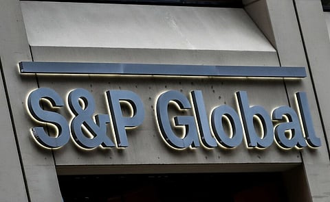 The S&P Global logo is displayed on its offices in the financial district in New York City, U.S., December 13, 2018
