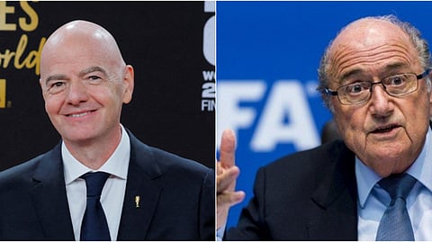 Gianni Infantino (L), Sepp Blatter.
