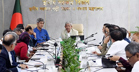 Local Government, Rural Development and Cooperatives Minister Mirza Fakhrul Islam Alamgir speaks at a review meeting on Annual Development Programme (ADP) projects at the Secretariat on Wednesday. 