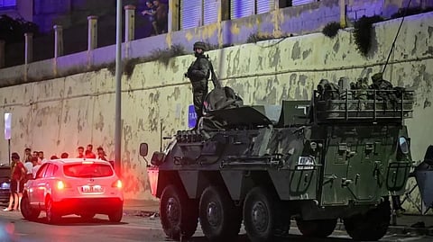 Spanish military stands guard at the border between the Spanish enclave of Ceuta and Morocco.