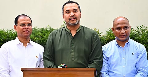 PMO Spokesperson Mahdi Amin speaks to reporters