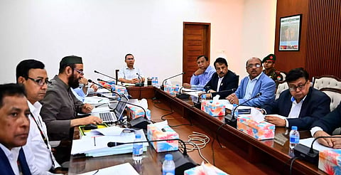 Prime Minister Tarique Rahman at a Cabinet Division meeting in the Bangladesh Secretariat