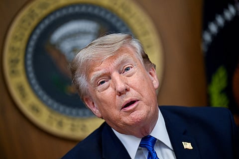 US President Donald Trump participates in a cabinet meeting at Camp David in Thurmont, Maryland, US, July 31, 2026. 
