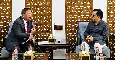 Commerce Minister Khandakar Abdul Muktadir and Myanmar Ambassador to Bangladesh Kyaw Soe Moe meet on Sunday