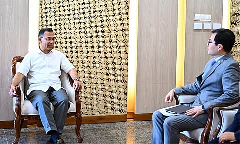 South Korean Trade Minister Yeo Han-koo meets Prime Minister Tarique Rahman at the Cabinet Division of Bangladesh Secretariat. 