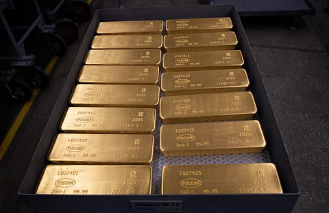 Ingots of 99.99 percent pure gold in a workroom during production at Krastsvetmet precious metals plant in the Siberian city of Krasnoyarsk, Russia, June 16, 2026. 