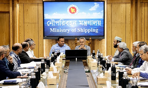 Shipping, Road Transport and Bridges, and Railways Minister Sheikh Rabiul Alam chairs the first meeting of the National Maritime Council at the Ministry of Shipping in Dhaka on Tuesday.