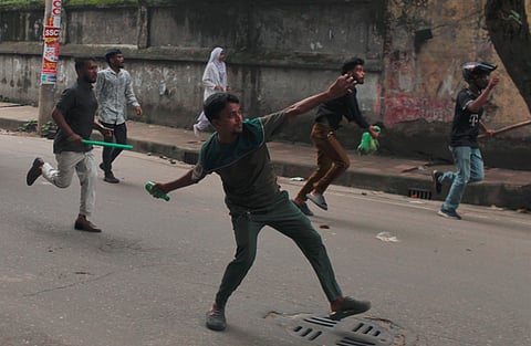 Activists of Chhatra Dal, Shibir clash near Alia Madrasah in the Bakshibazar area.