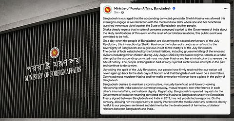 Bangladesh outraged 'genocider' Hasina allowed to engage with Indian media: Foreign ministry