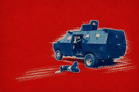 Yamin believed that if he could reach the APC and close its hatch, he might stop the shooting
