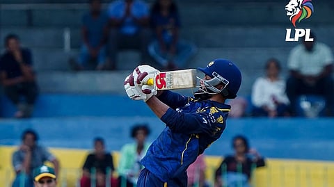 Jaffna Kings Bangladeshi batter Tawhid Hridoy hits a boundary against Galle Gallants in the first qualifier of the Lanka Premier League 2026 in Colombo on Wednesday
