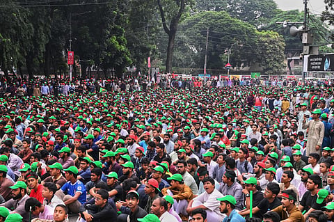Shibir activists duirng the rally.