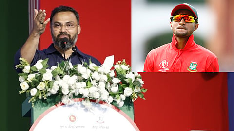 State Minister for Youth and Sports Aminul Haque (L), Shakib Al Hasan