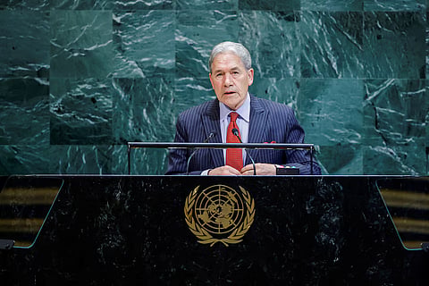 New Zealand's Foreign Minister Winston Peters addresses the 80th United Nations General Assembly at U.N. headquarters in New York, U.S., September 26, 2025