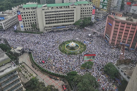 A bird’s-eye view of the Hefazat rally at Shapla Chattar in May 2013
