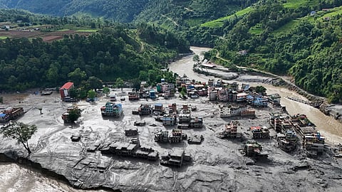 An aerial photo shows the aftermath of recent flooding in Nepal.