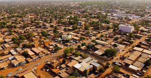 A drone picture shows the main street of a suburb in Niamey, Niger January 30, 2026. 