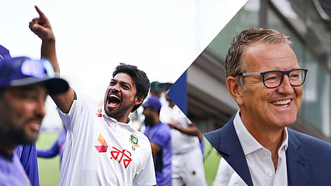 Bangladesh captain Najmul Hossain Shanto and ECB chairman Richard Thompson.