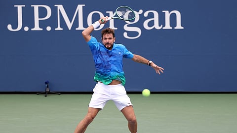 Switzerland's Stan Wawrinka in action during his first-round match against Italy's Matteo Berrettini at the US Open.