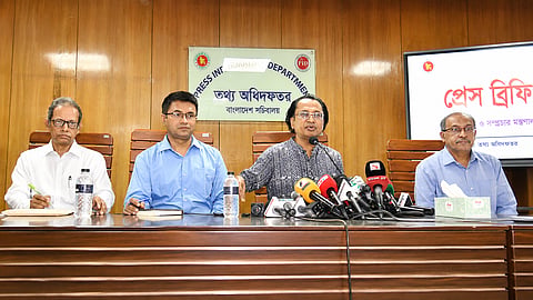 Prime Minister’s Information and Broadcasting Adviser Dr Zahed Ur Rahman at a press briefing on September 1, 2026.