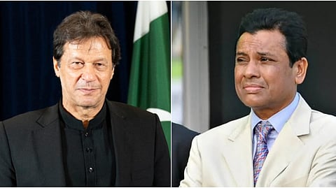 Former Pakistan prime minister and captain Imran Khan (L), former BCB general  secretary Syed Ashraful Huq.