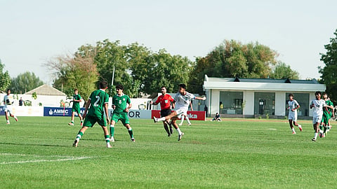 Bangladesh Under-20 men's football team in action during their AFC U20 Asian Cup Qualifiers' match against Syria on Thursday.