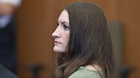 Defendant Lindsay Clancy watches jurors enter the courtroom, as the jury resumes deliberations, in Plymouth Superior Court, in Plymouth, Massachusetts, US, September 4, 2026.