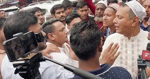 BNP activists and media personnel get into a heated argument during State Minister Humaiun Kobir's first visit to Sylhet for the first time since taking office.
