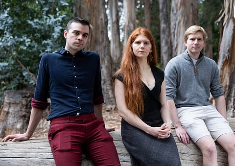 AI researchers Cormac Slade Byrd, Sydney Von Arx and Thomas Larsen pose in Berkeley, California, US on September 3, 2026. 