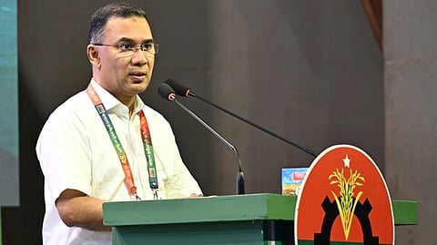 Prime Minister and BNP Chairman Tarique Rahman addresses at a discussion meeting marking the BNP’s 48th founding anniversary on Saturday