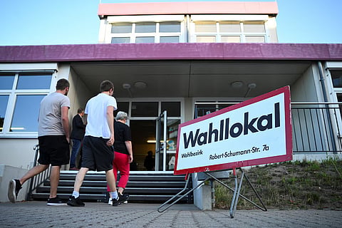 People enter a polling station to vote in Saxony-Anhalt state election, in Tangermuende, Germany, September 6, 2026.