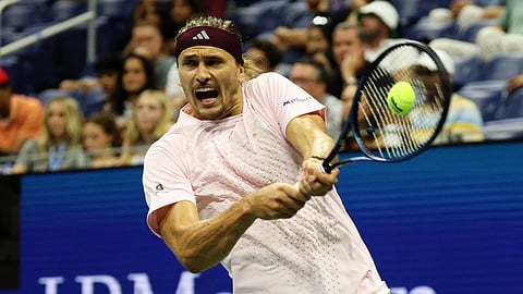 Germany's Alexander Zverev in action during his third round match against Chile's Alejandro Tabilo.
