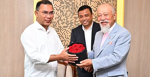 Prime Minister Tarique Rahman, Japan’s Special Envoy for National Reconciliation in Myanmar Yōhei Sasakawa.
