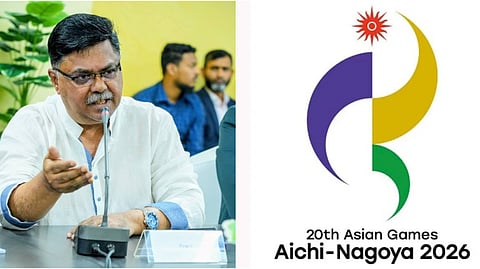 BOA vice-president Major (retd) Imroze Ahmed (L), Asian Games 2026  logo.
