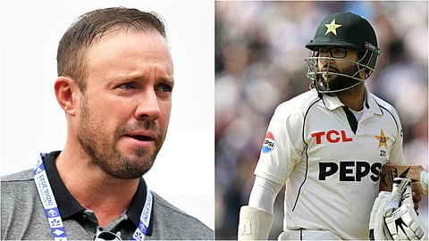 Former South Africa batter AB de Villiers and Pakistan's Imam ul-Haq.