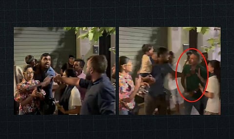 Collage shows the actress being harassed in Italy.