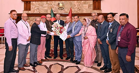 President Mirza Fakhrul Islam Alamgir met  a delegation of the Jatiya Press Club (JPC) Management Committee on Tuesday