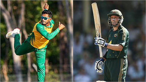 Bangladeshi mystery spinner Mohammad Rubel and former Australian batter Micheal Hussey.