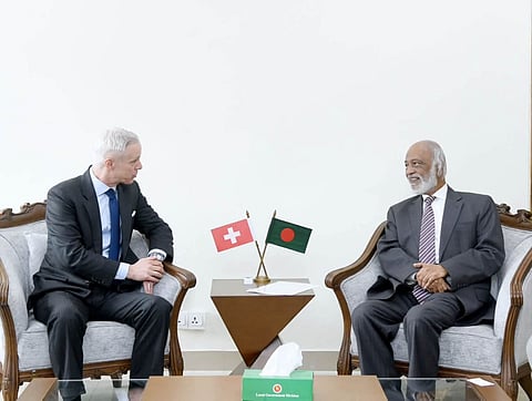 Moyeen Khan with Swiss Ambassador to Bangladesh Reto Renggli 