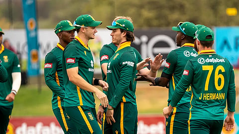 South African team during the third ODI against Namibia on Sunday.