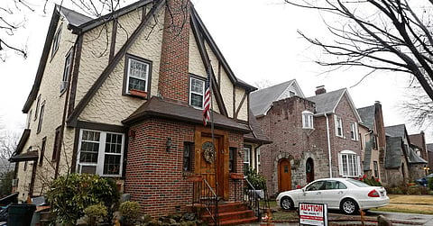 The boyhood home of President-elect Donald Trump is seen on Jan. 17, 2017, in New York. 