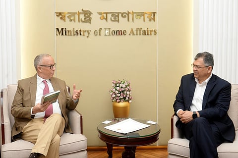 Home Minister Salahuddin Ahmed, IRI Resident Programme Director John Fluharty hold a meeting on September 13, 2026 at the ministry
