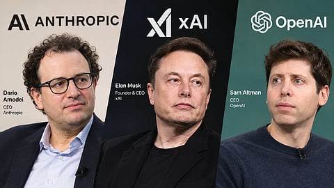 Anthropic CEO Dario Amodei, Elon Musk of xAI, and Sam Altman of OpenAI.