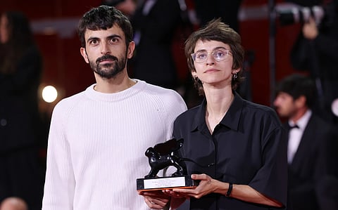 Yuval Abraham and Rachel Szor, whose documentary NAZA received a 25-minute standing ovation at the Venice Film Festival.
