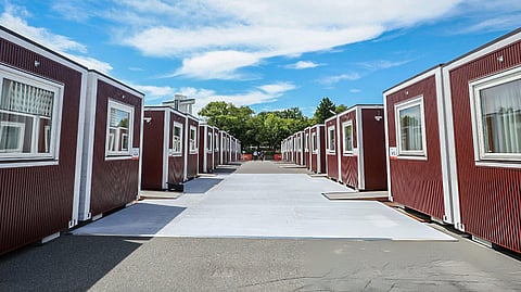 Container-type accommodation facilities for athletes of the 2026 Asian Games in Nagoya, Aichi prefecture.