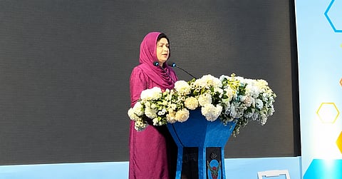 Dr Zubaida Rahman speaks at a programme during her visit to Blue Sky BAF School for Special Children on Tuesday.