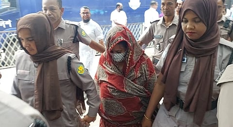 Suporna Sur Chowdhury, wife of former deputy governor of Bangladesh Bank SK Sur Chowdhury, at the court premises 