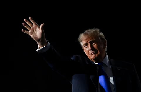 US President Donald Trump waves at the Republican National Midterm Convention in Dallas, Texas, US, September 9, 2026.